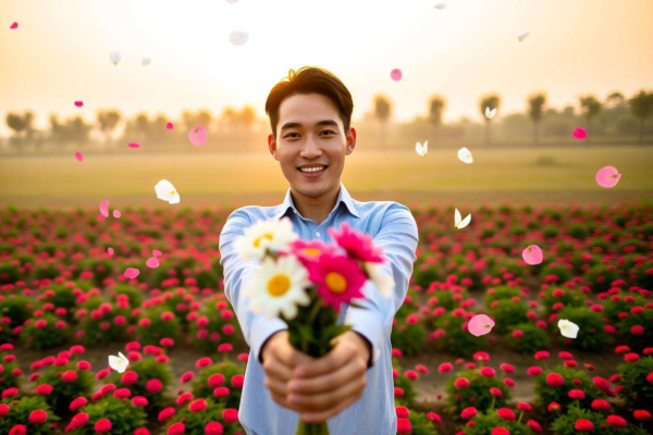 梦见送花给别人，近期人际关系佳，异性缘好